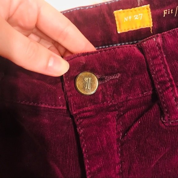 Anthropologie Picro & the Letterpress Corduroy Zippered Wine Red Skinny Jeans - Picture 7 of 13